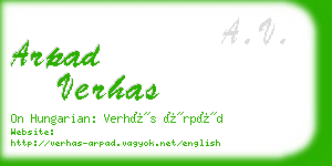 arpad verhas business card